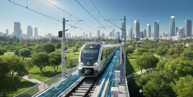 תחבורה מסילתית. נוצר באמצעות AI